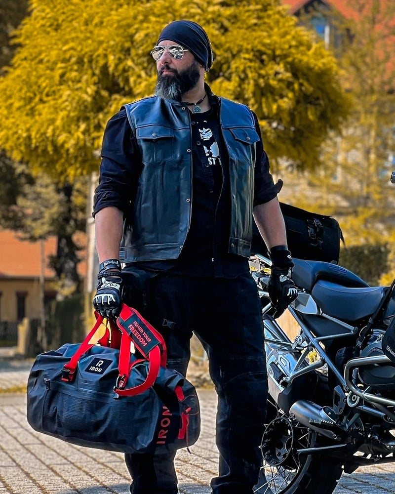 BORLENI Waterproof Motorcycle Dry Duffel Bag Luggage Tail Bag with Large Storage Space,Roll Top Closure, Shoulder Straps, Inner Pocket and Mesh Pocket for Motorcycling Travel Camping (Black,70L) - Image 2